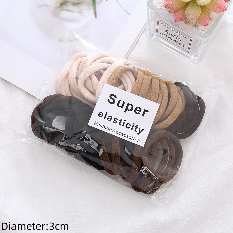 50 Uds. Banda elástica negra para el cabello, lazos, colets, coleteros, resortes, accesorio de goma para niñas y mujeres, conjunto de soporte para coletas sin daños: Oro