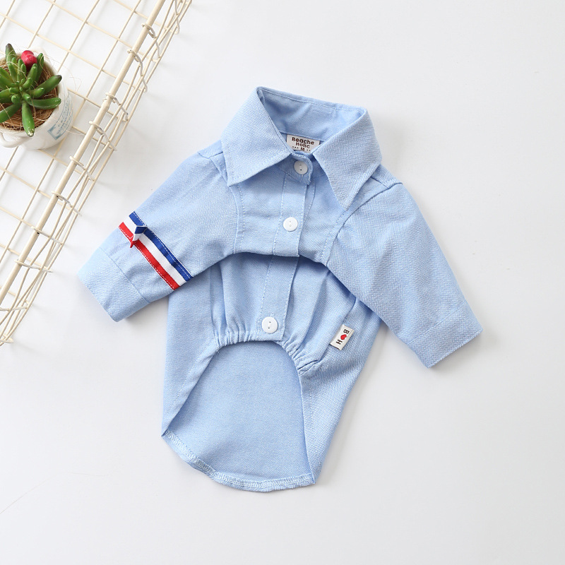 Casual Pet Kleding Twee-Voet Shirt Shirt Pet Puppy Kleding Verwerking Fabriek Hond Kleren Lente En Zomer: Blauw / M