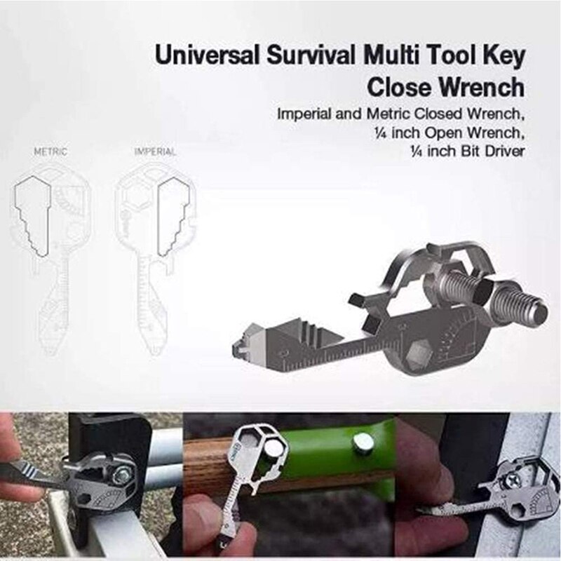 Outdoor Multi-Tool Key Multi Pocket Tool Keyring Key Ring Spanner Hex Wrench