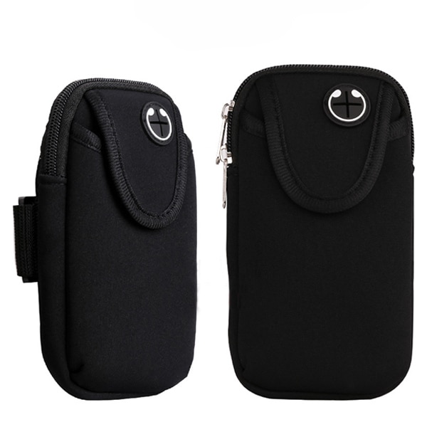 6 tommer sports løbebånd til iphone samsung huawei udendørs gym vandtæt telefon taske armbånd taske sag arm holder cover: Sort