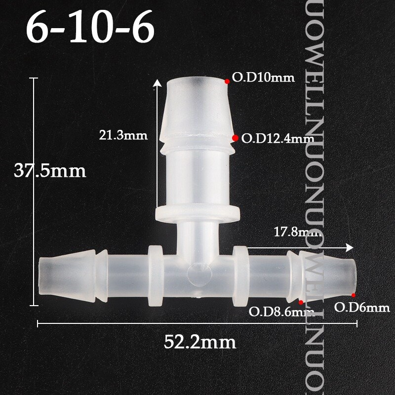 Conector de mangueira de água pp, conector redutor de plástico, conectores t para aquário, tanque de peixes, tubulação de água, junta de cano de escape de pagode, 10 peças: ROXO