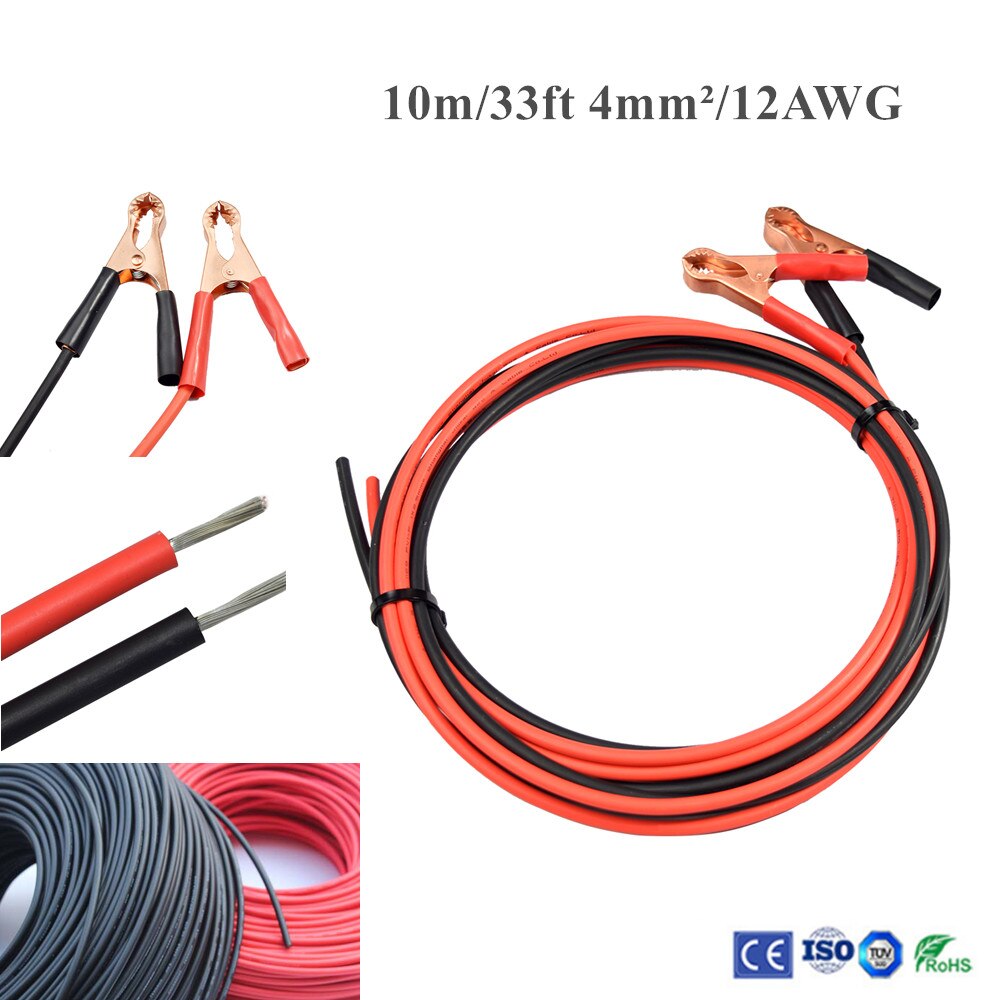 10m/33ft 4.0 mm 2/12 awg krokodille alligator batteriklemme på stikdåse adapter testkabel til bilbatteri bærbar luftkompressor