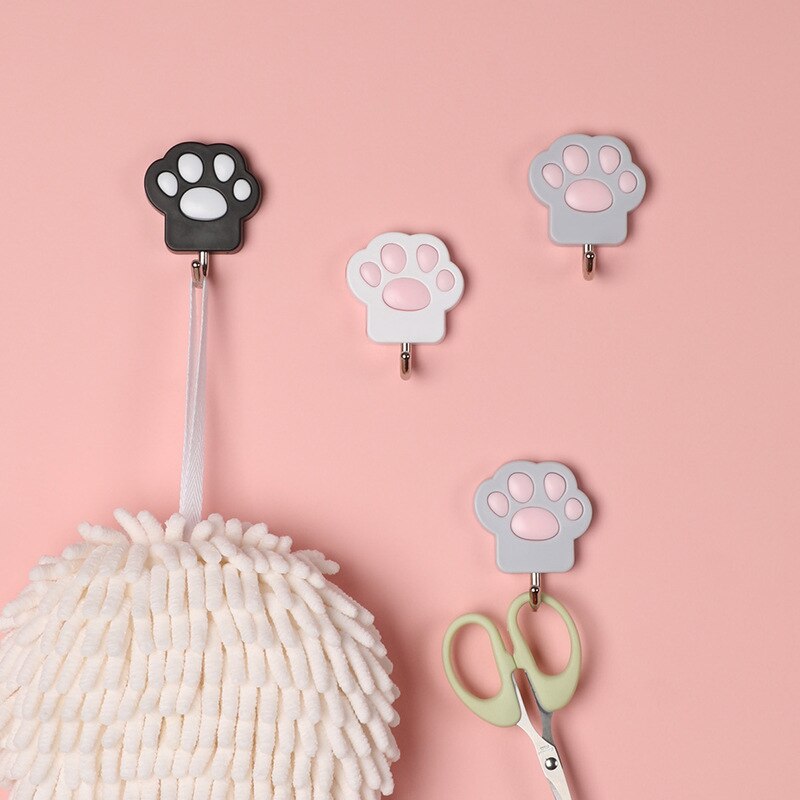 1Pcs Kat-Poot Vorm Wall Mount Hangers Sleutelhouder Zelfklevende Haak Jas Kleerhanger Handdoek Houder Thuis organizer Haken
