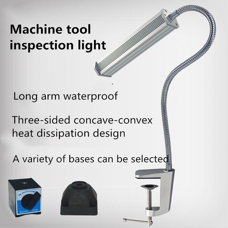 Lampe Led industrielle CNC étanche, 10W, pour machine à coudre/fraiseuse, lampe de travail, bras Long flexible, Base magnétique