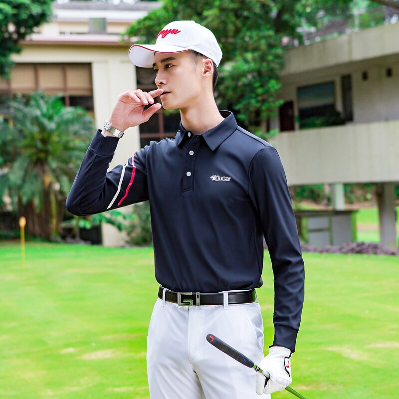 Herre træning golf skjorter langærmede åndbare skjorter efterår forår mandlige hurtig tør tennis badminton sportswear toppe