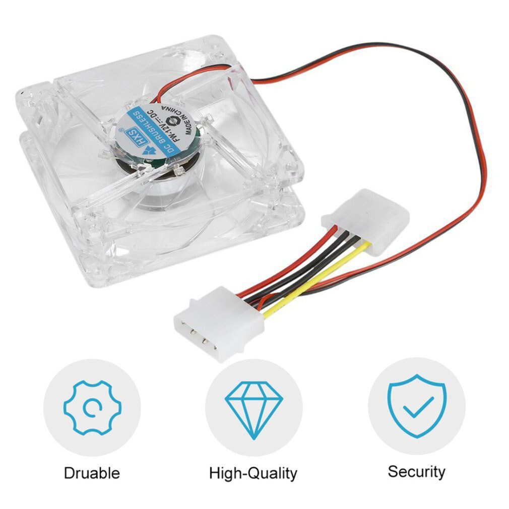 80mm Computer PC Fan With LED Silent Fan PC CPU Cooling Fan LED Luminous Chass CPU Cooler for Computer Case Cooling Fan Mod
