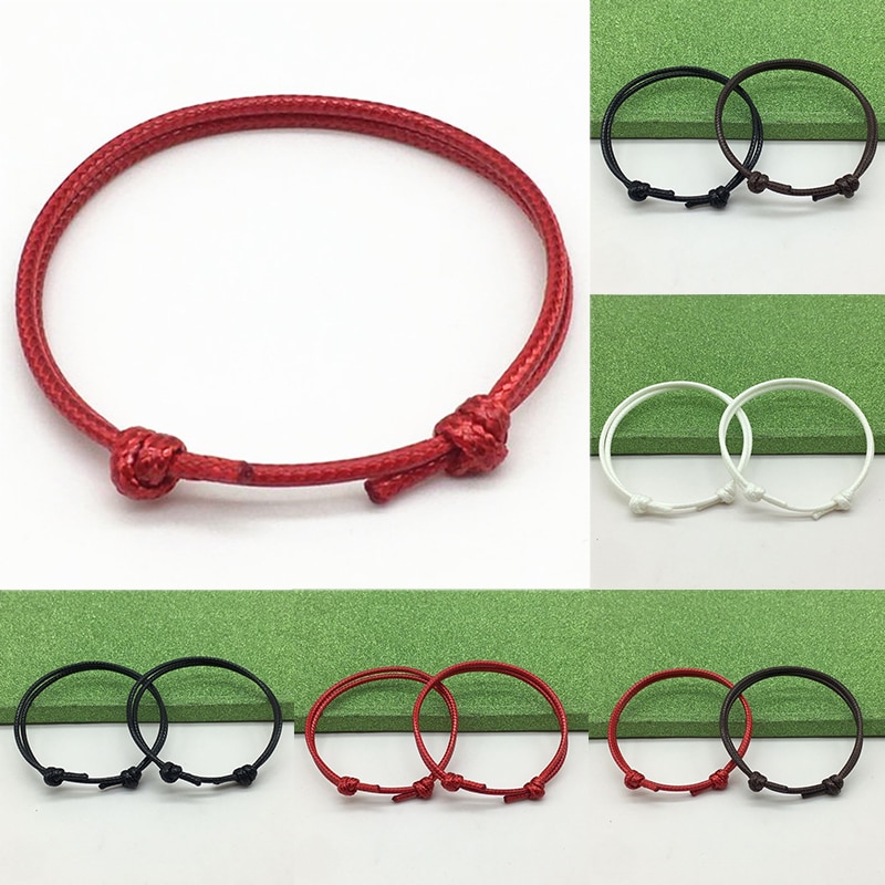 2 uds Simple ajorcas hechas a mano ajustable cuerda para las mujeres y los hombres tobilleras de pareja suerte cadena Cadena de tobillo pulsera Bohemia pulsera joyería de pie