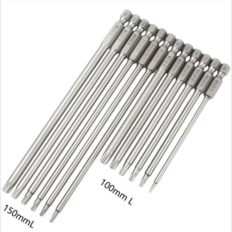 1Pcs Magnetic Torx Electic Schraubendreher-bits Set 100/150mm Lange 1/4 &quot;Hex Schaft Schraubendreher Bohrer Bit t10, t15, T20, T25T27 T30T40