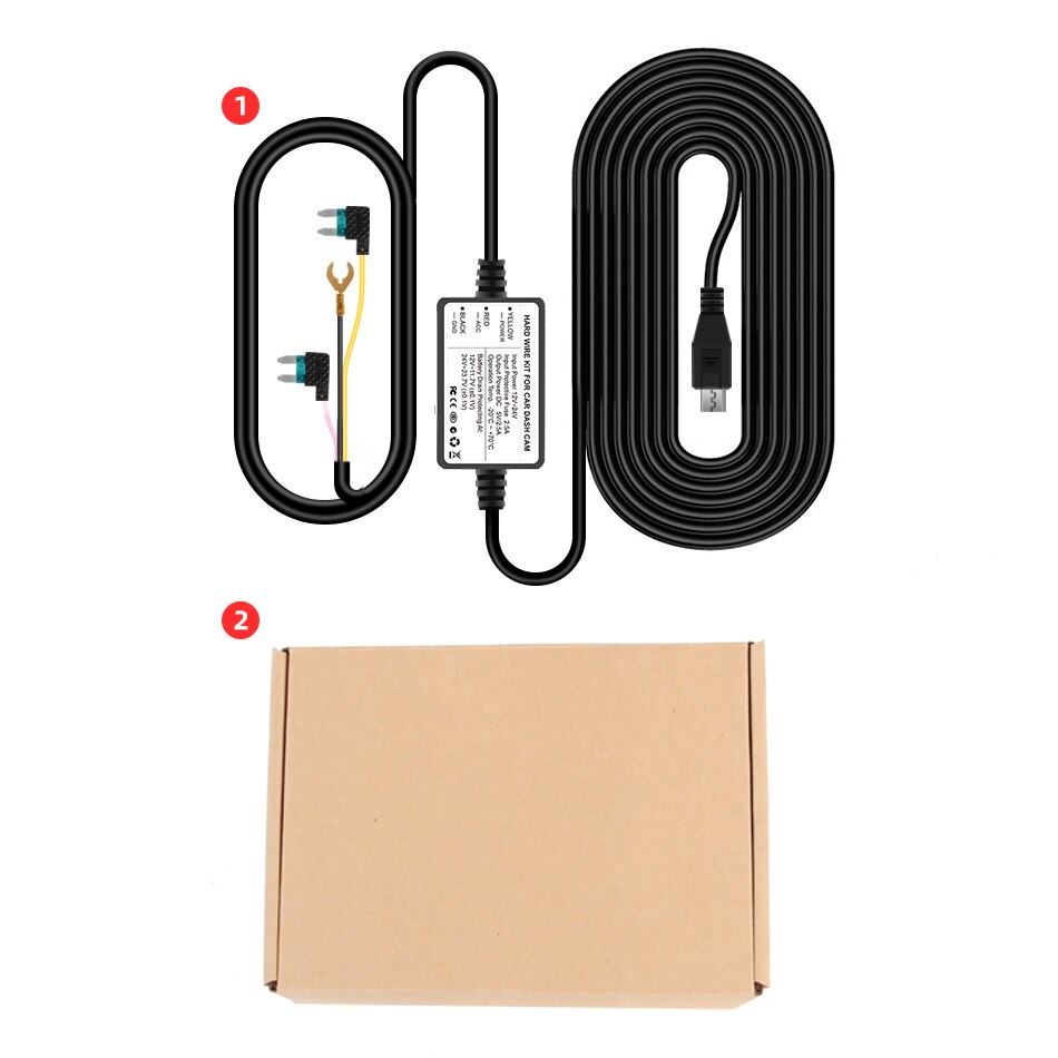 Kit de cable duro RUCCESS Mini USB 12V 24V a 5V 2.5A coche USB Auto cable de carga Kit de cable duro para coche DVR Dash Cam GPS adaptador de coche