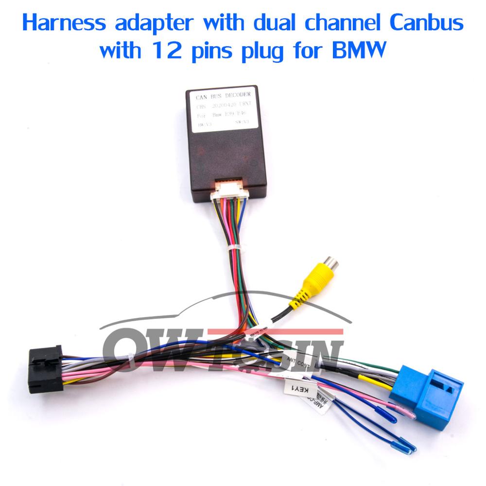 Adaptateur de harnais court Canbus à double canal avec prise 12 broches, adaptateur d'antenne Radio pour BMW, 6M