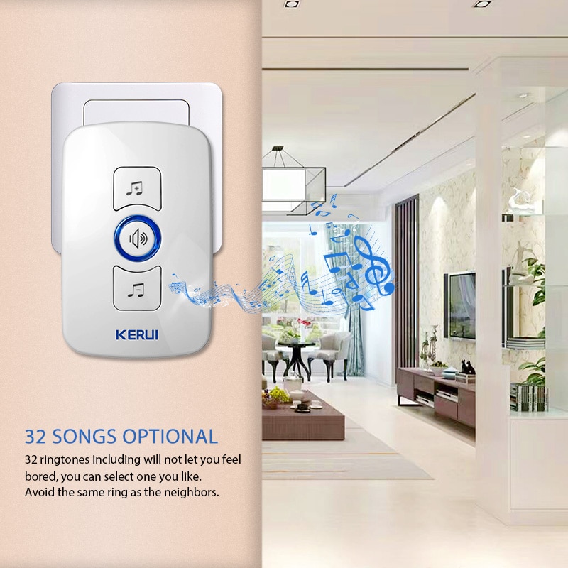 KERUI Home Security Wireless Welcome Emergency Alarm Door Bell 433MHz Entry Door Alert Waterproof Button Doorbell