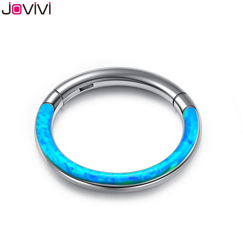 Jovivi Rvs 16G Twist Scharnierende Clicker Neus Septum Ring Synthetische Opal Hoop Wenkbrauw Lip Oor Ringen Body Piercing sieraden