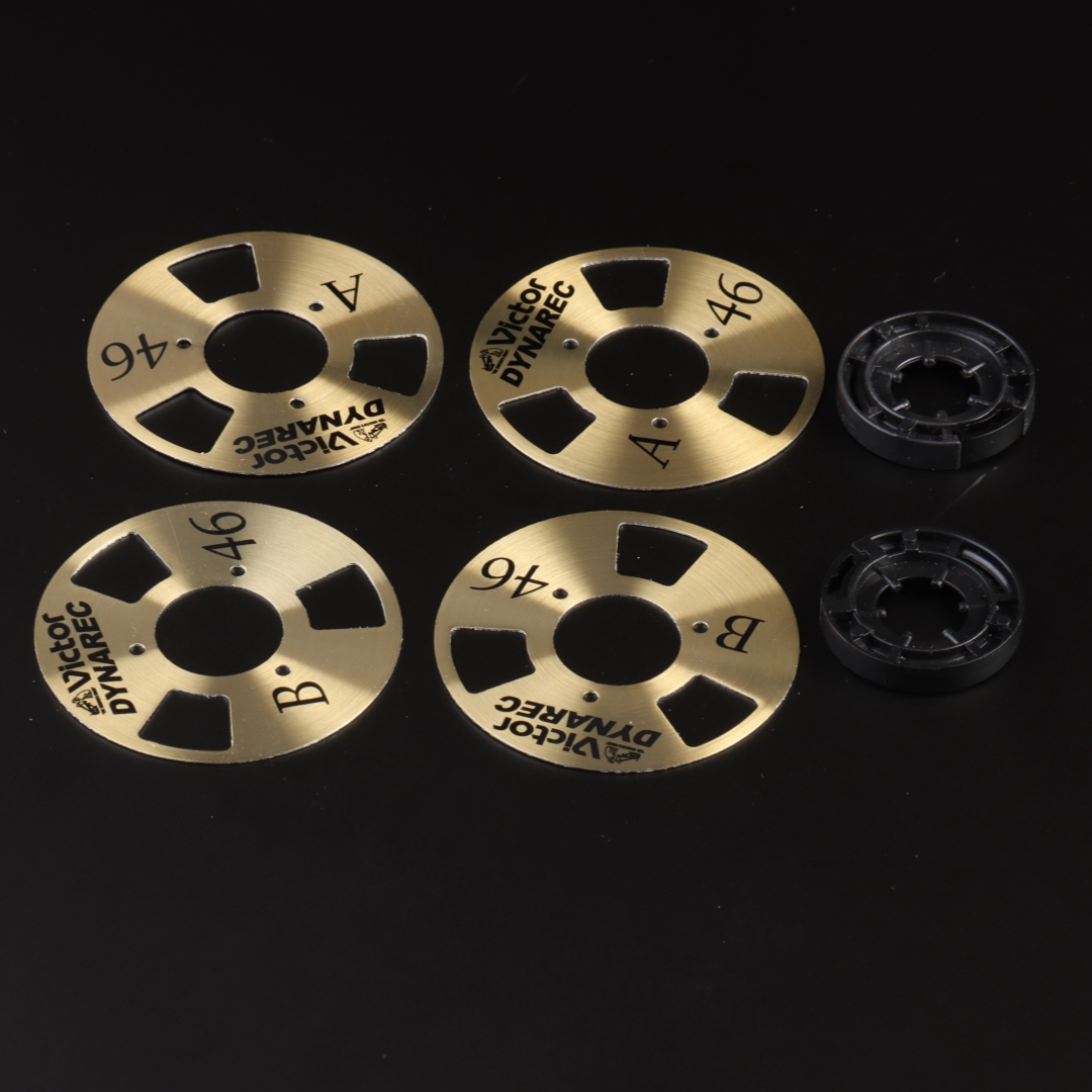 DIY Homemade (Aluminum) Reel To Reel Cassette for Audio Recording Cassette Tape - Gold Silver (Pack of 4 Reels + 2 Wheel): WHITE