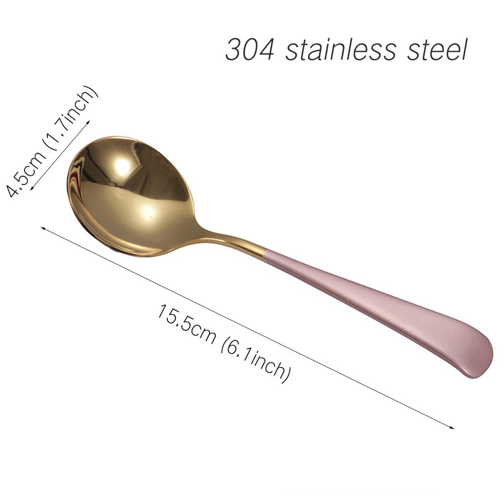 Spoon Small Glod Silver Stainless Steel Round Tea Coffee Spoon For Yogurt Ice Cream Dessert Long Handled Scoop Cutlery Kitchen