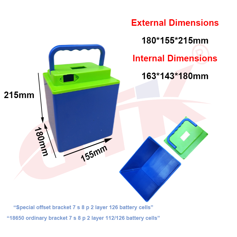 Gtk 12v/24v/48v/60v/72v batterijhouder, waterdicht plastic, geschikt voor lithium-ion/lifepo 4 batterijen, opbergdoos voor 18650/21700/32700 batterijen: Zwart