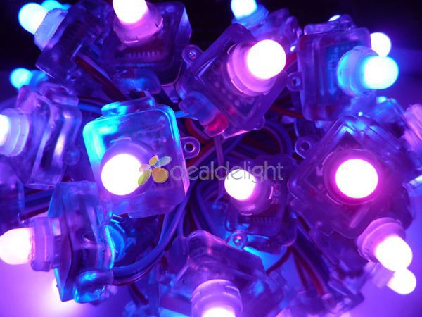 50PCS WS2801 Digital Diffused RGB LED Pixel Square 12mm IP68 Waterproof DC 5V Square Type