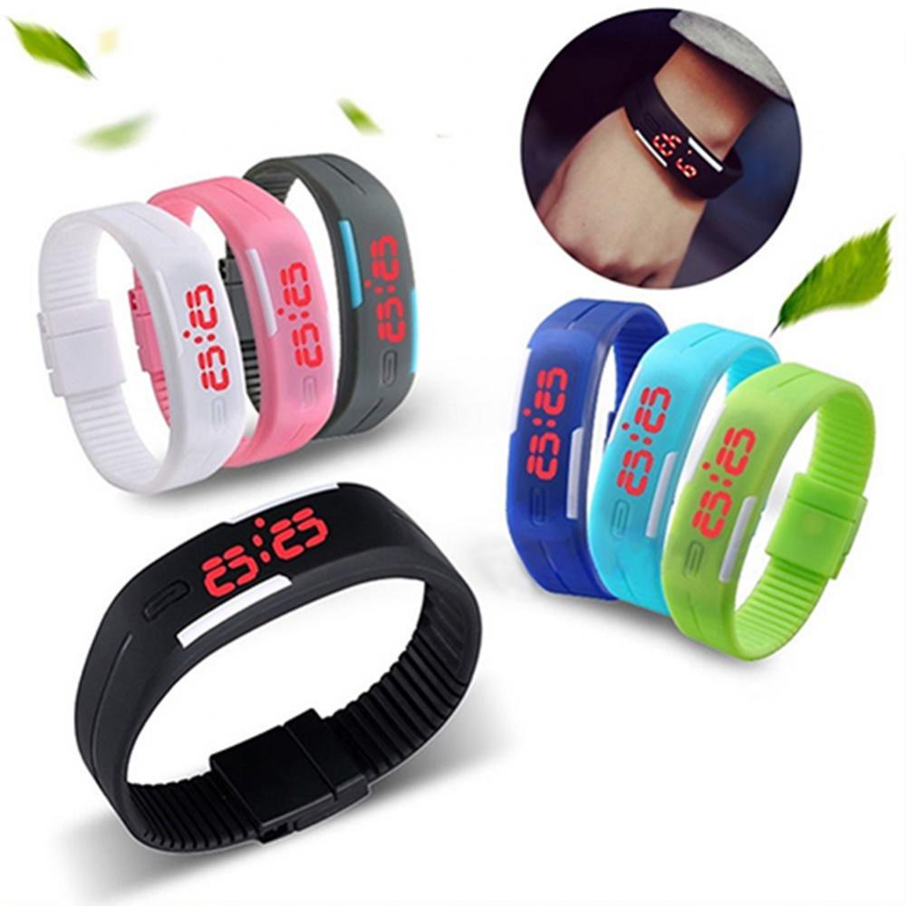 Montre-bracelet numérique en silicone pour hommes et femmes, LED rouge, bracelet de sport, montre-bracelet tactile,