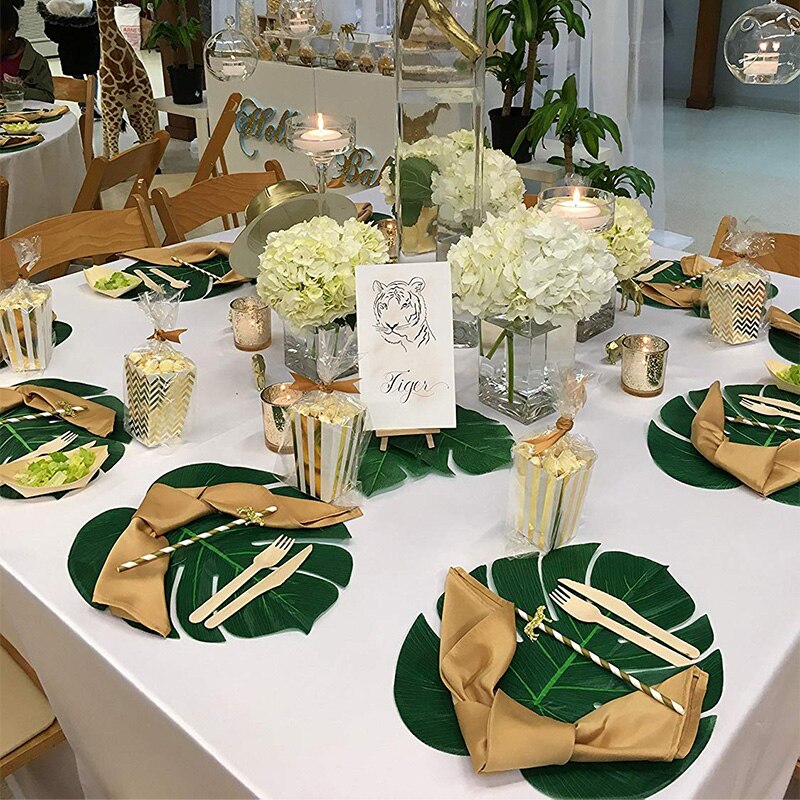 Tropisk hawaiiansk luau safari jungle strand tema fødselsdagsfest brude baby shower bryllup bord midtpunkt løber dekoration