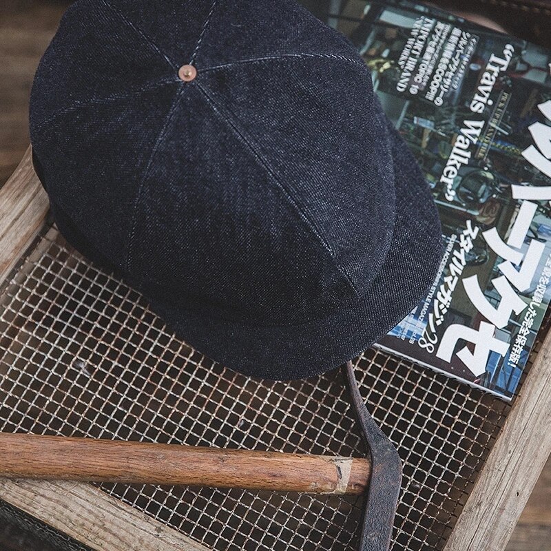 Gorros de tela vaquera de gran tamaño para hombre, gorra plana clásica informal, Vintage, soporte elástico, talla única, Retro