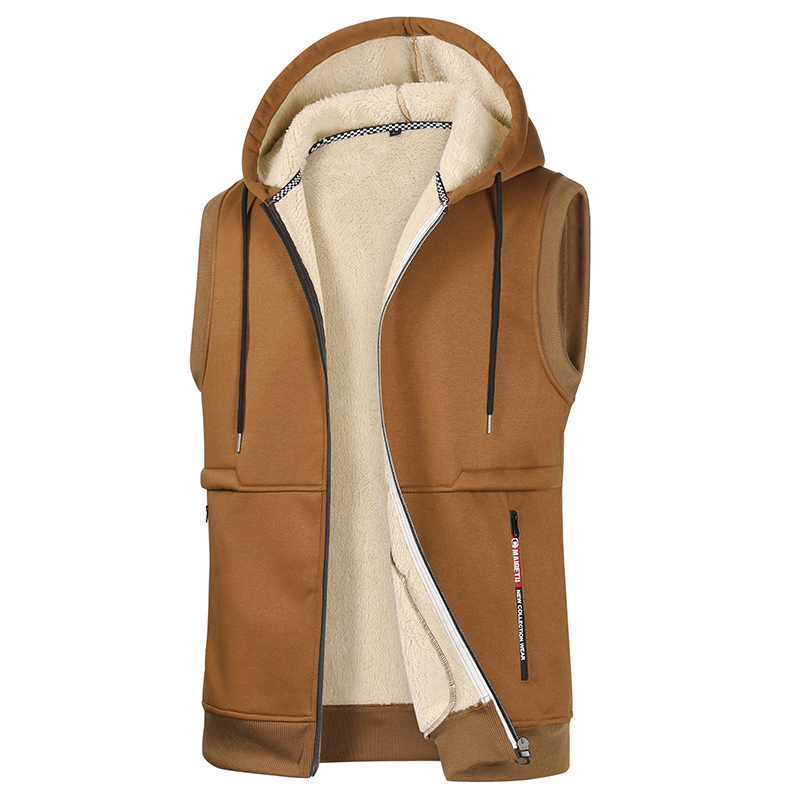 Otoño Invierno, chaleco con capucha de lana de cordero para hombre, chaqueta para hombre, chalecos de , chaleco cálido de lana de , abrigos, chaleco grueso para hombre: XS / Azul