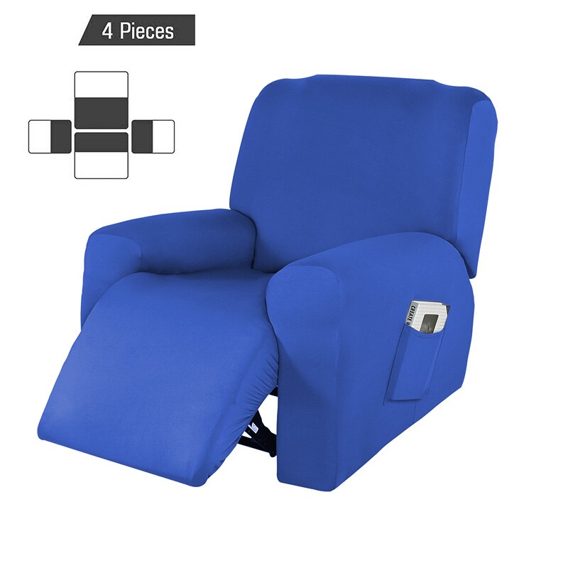 4 stk 1 sete tøye ut hvilestoltrekk spandex lenestoltrekk stue hvilestol sofatrekk sofa slipcover elastisk: Innsjøblått