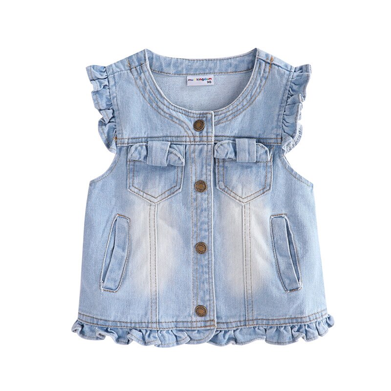 Mudkingdom Little Girls Denim Jeans Denim gilet senza maniche capispalla moda primavera autunno top abiti da ragazza giacche per bambini: Light Blue / 6T