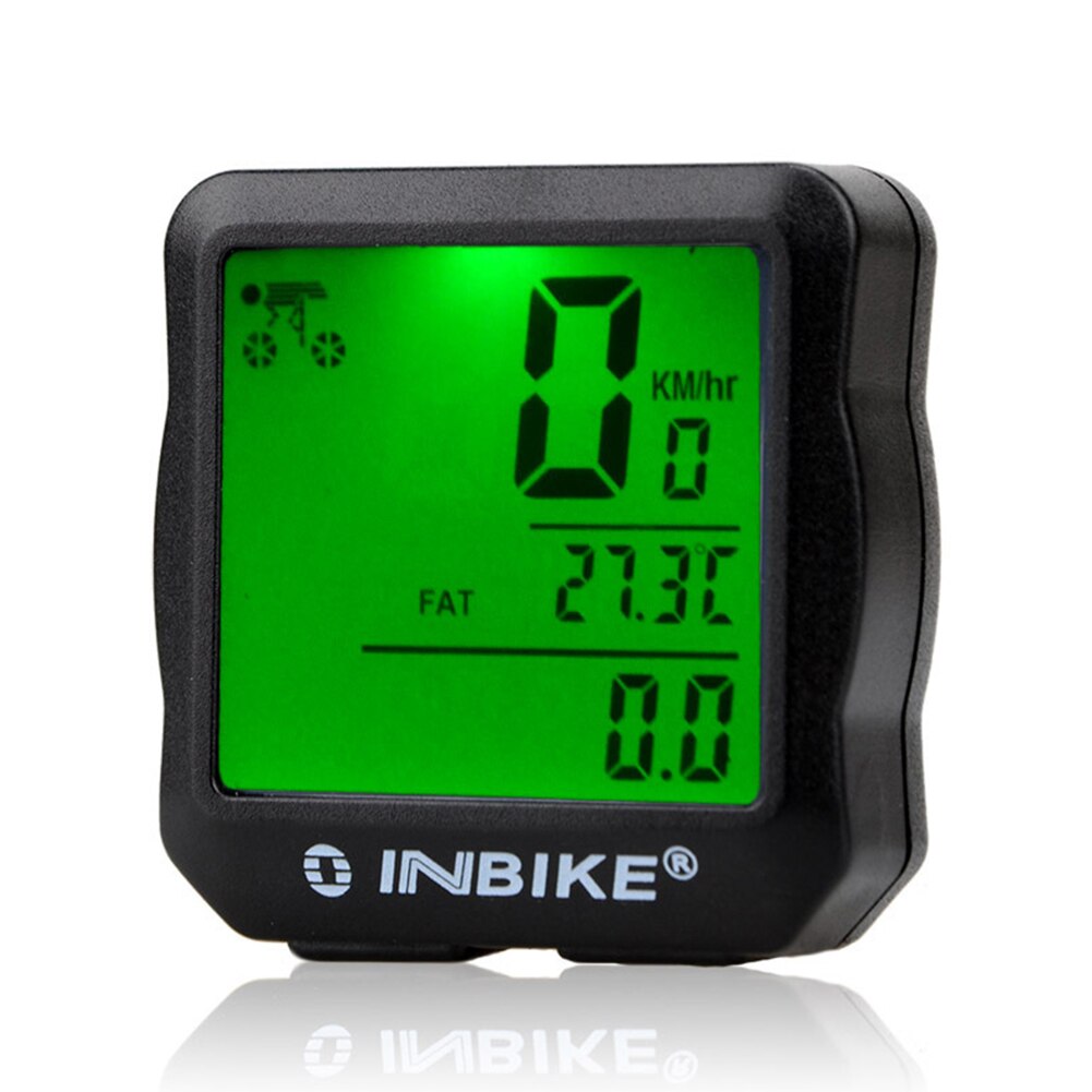 Mtb cykelcomputer speedometer lysende mountain road cykel lcd kablet kilometertæller realtidshastighed cykeludstyr: Grøn