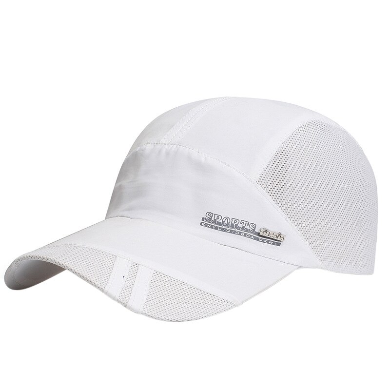 draussen-lauf-, Baseball- und tenniskappe für herren, Gittergewebe-mütze, schnelltrocknend, snapback-verschluss, lauf- und sportmütze: Weiß