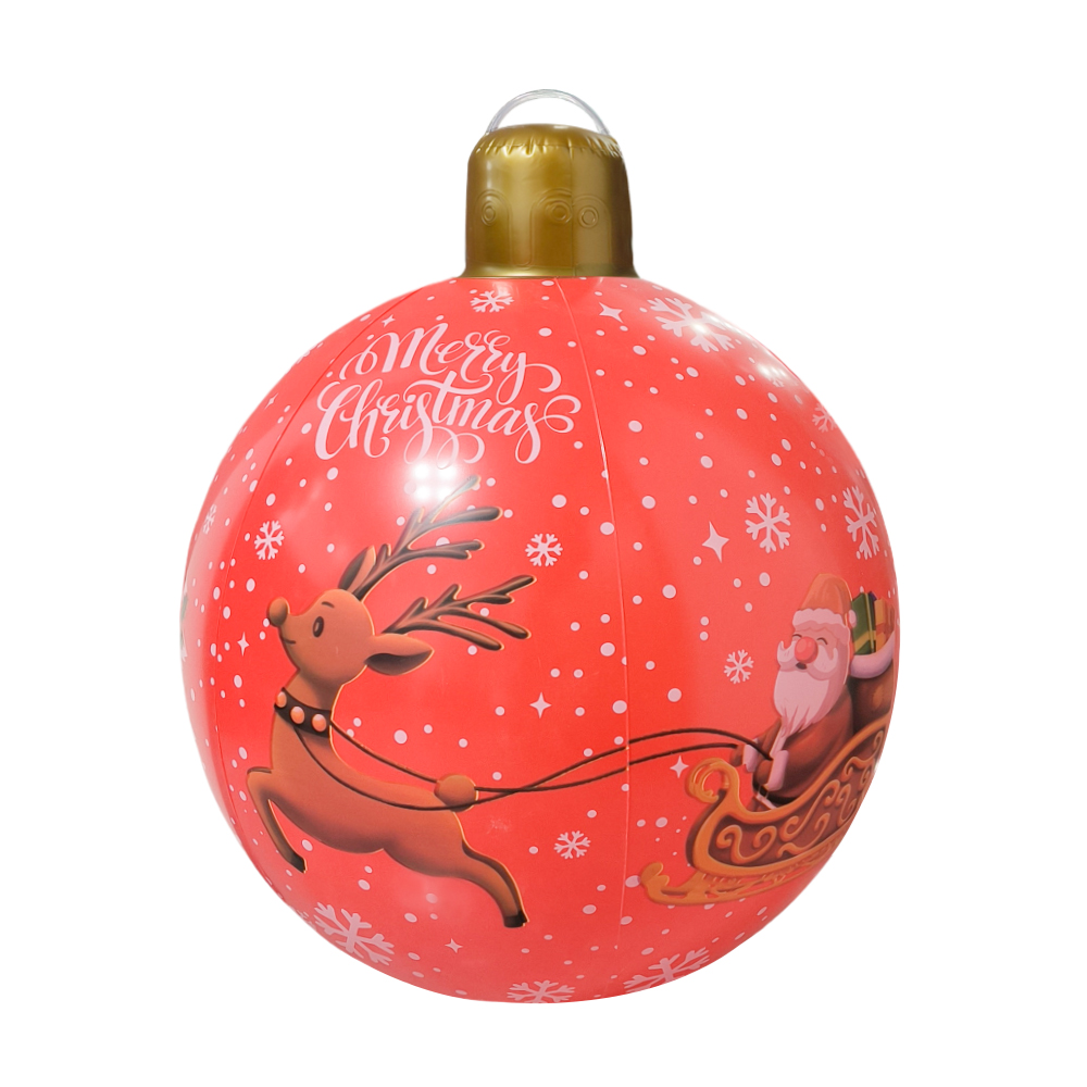 1 opblaasbare kerstballen, kerstballen met sneeuwvlokpatroon, geschikt voor vakantiedecoraties buiten en buiten: Default Title