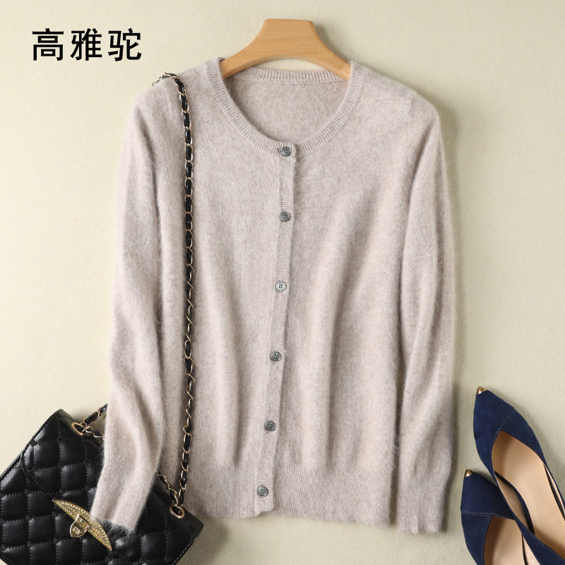 Frauen Strickjacke Große Größe Warme Reine Nerz Kaschmir Pullover Oansatz Lose Mantel Weibliche Pullover Damen Jacke Solide Stricken Strickjacken: XXL / Kakifarbig