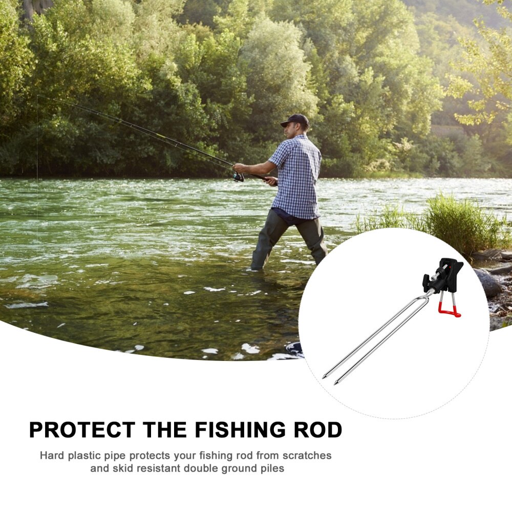 Fishing Rod Rack Adjustable Fish Pole Holder Ground Support for Bank Fishing