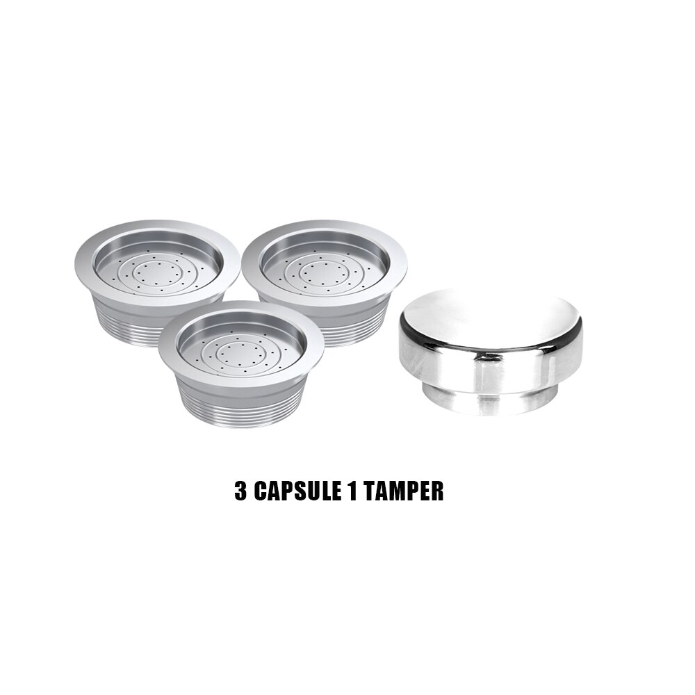 Refillable Coffee Capsule Pod Stainless Steel Espresso Coffee Filters Compatible For LAVAZZA A MODO MIO Machine: 3 Caps 1 Tamper