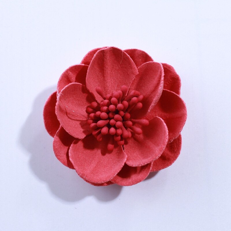 10 pièces 5 CM solide artificielle feutre fleurs pour cheveux accessoires avec étamine bandeau vêtements accessoires U choisir les couleurs: Coral
