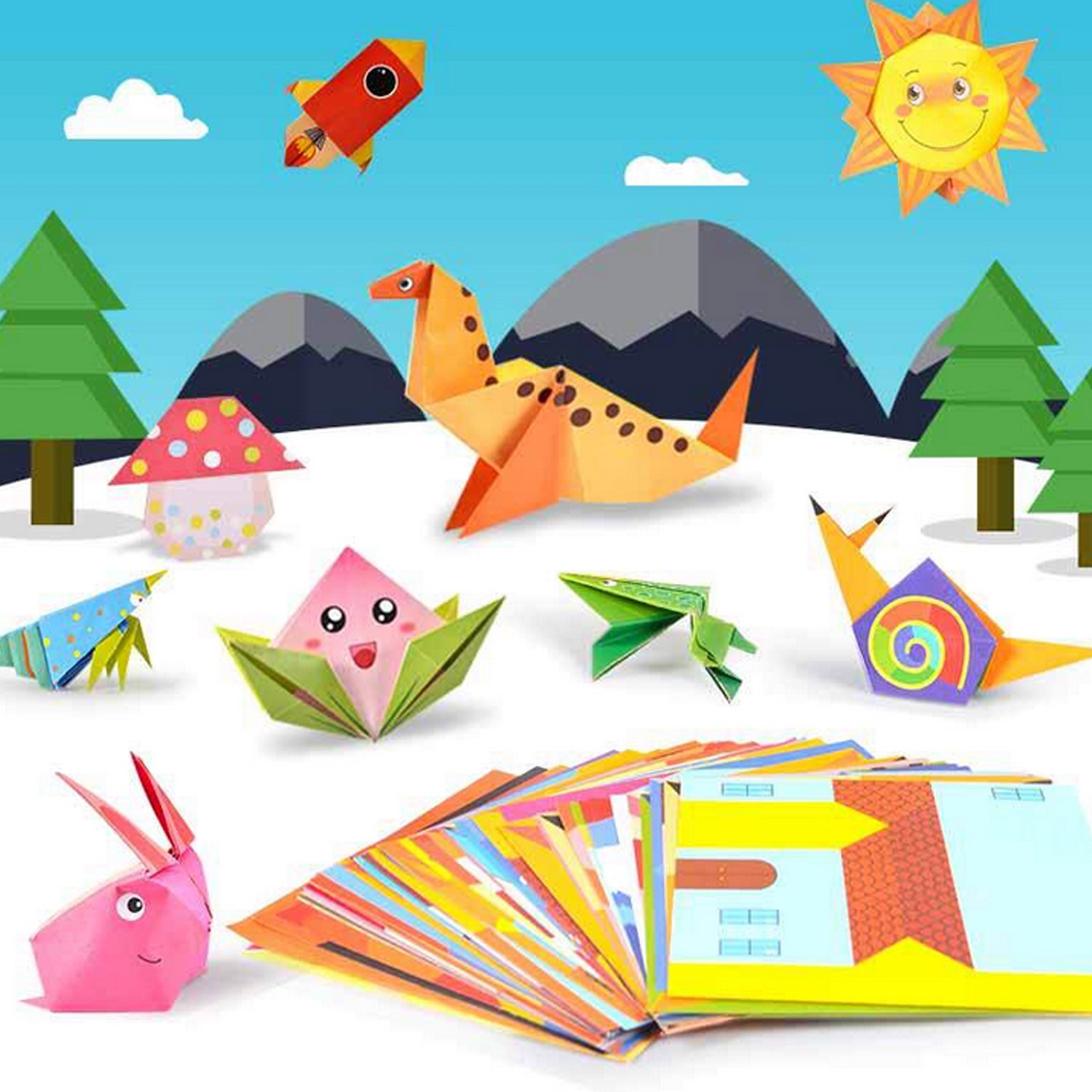 152 Sheets 3D Kids Origami Cartoon Animal Book Folding Paper for Children DIY Crafts Paper Art Projects Early Educational Toys