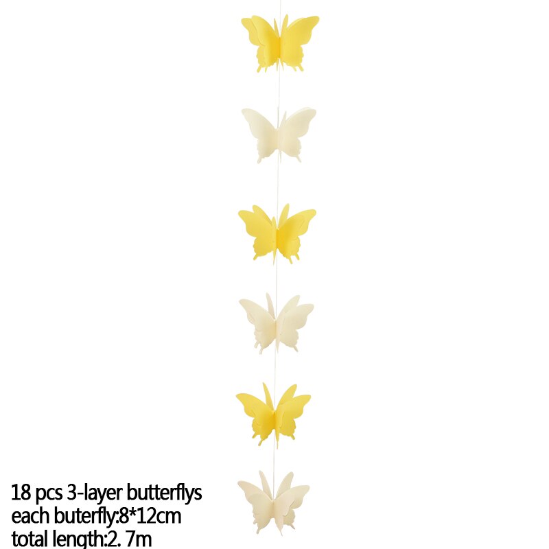 270cm fargerike sommerfuglpapir krans hengende banner bryllup bursdagsfest dekor baby shower barn jente rom dekor bunting: B06