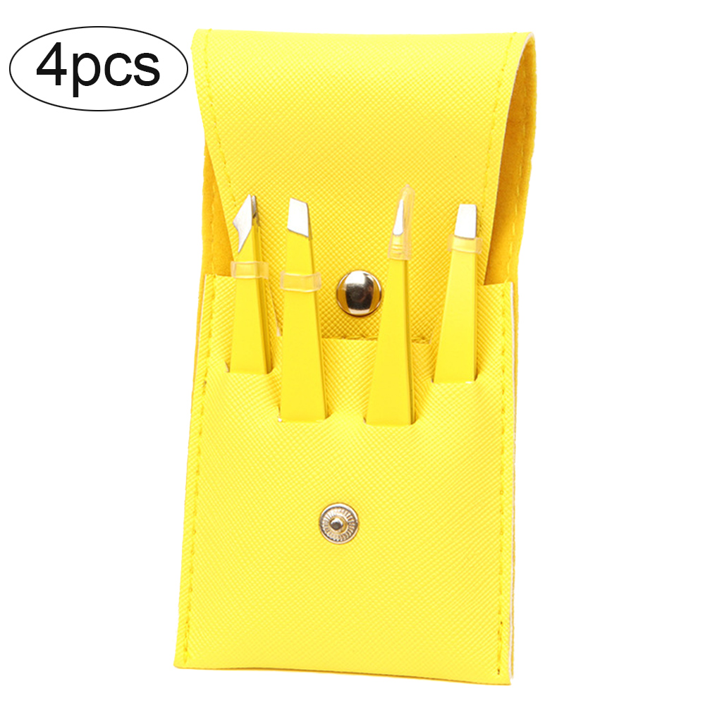 Juego de pinzas para depilación de cejas, pinzas para pestañas de acero inoxidable, punta plana inclinada, herramientas de maquillaje, 4/6 Uds.: Verde
