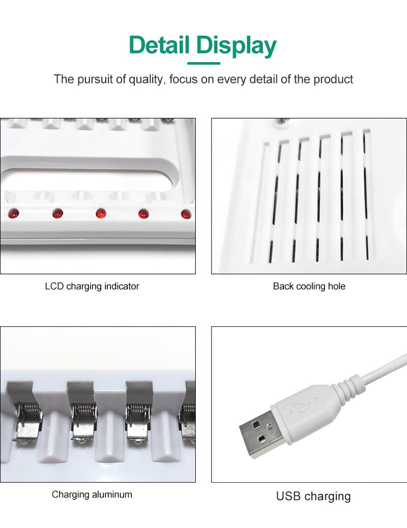 PHOMAX Universal USB Output Battery Charger 8 Slot Adapter For AA/AAA Battery Rechargeable smart Charge Battery Charging Tools