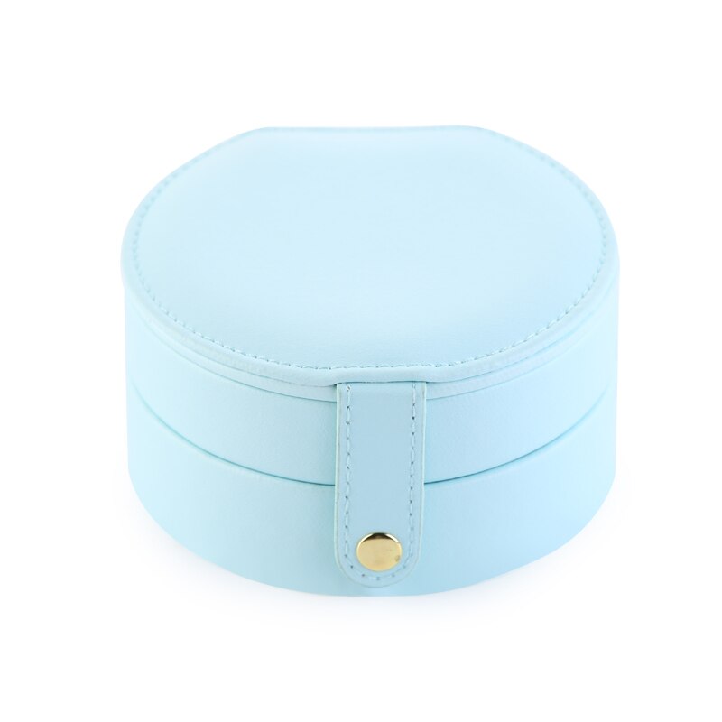 Caja de joyería portátil de gran capacidad de cuero de PU de para mujer, organizador de almacenamiento de embalaje de viaje, estilo: LIGHT BLUE