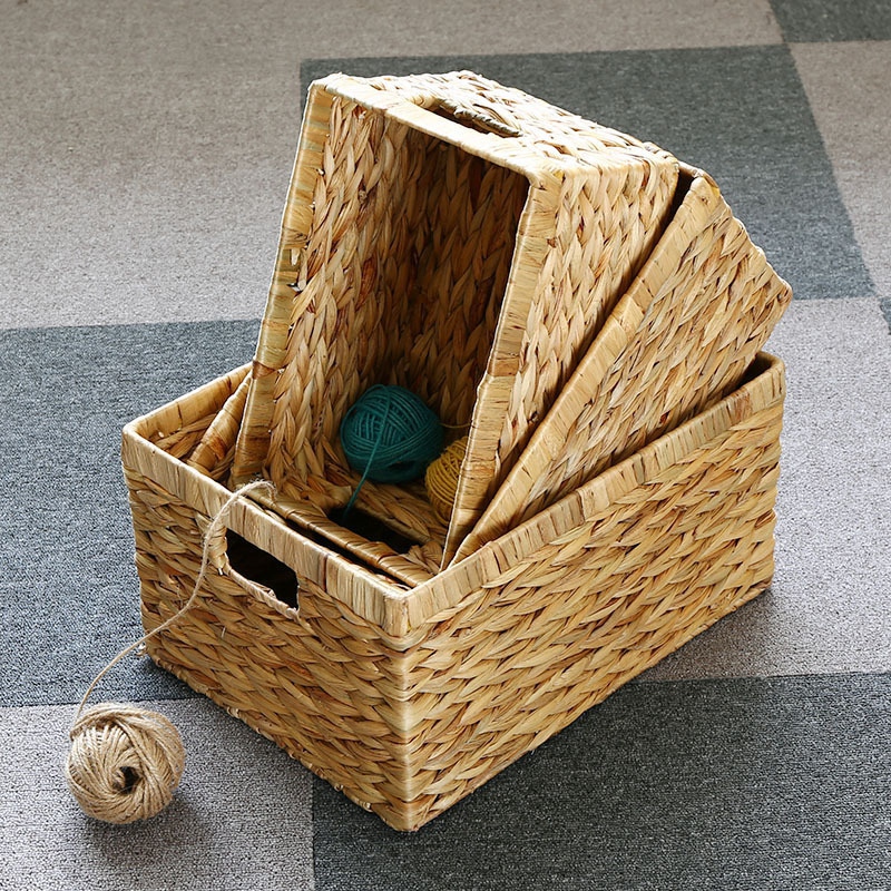 Woven Storage Baskets Laundry Basket Straw Rattan Closet Cabinet Storage Hamper Kitchen Sundries Organizer Clothes Toy Container