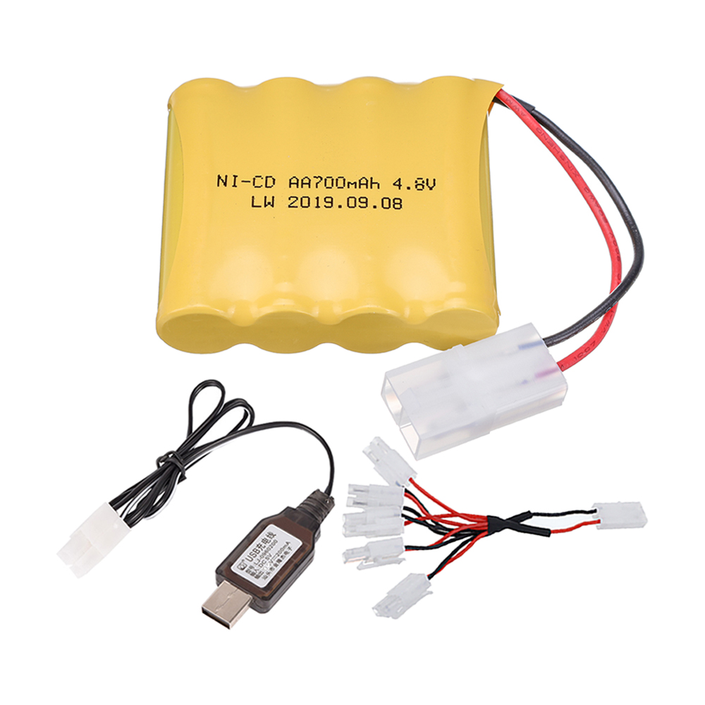 Batería recargable para juguetes eléctricos de control remoto, cargador de 4,8 V, 4,8 mAh, AA, para coche, camión, tanque, barco, enchufe TAMIYA, NI-CD, 700 V: Azul