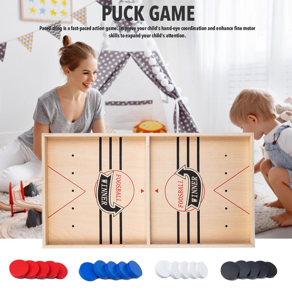 Puck Game Fast Sling Wooden Durable Air Hockey Board Game Toy Parent-child Interactive Game Chess Prop #1