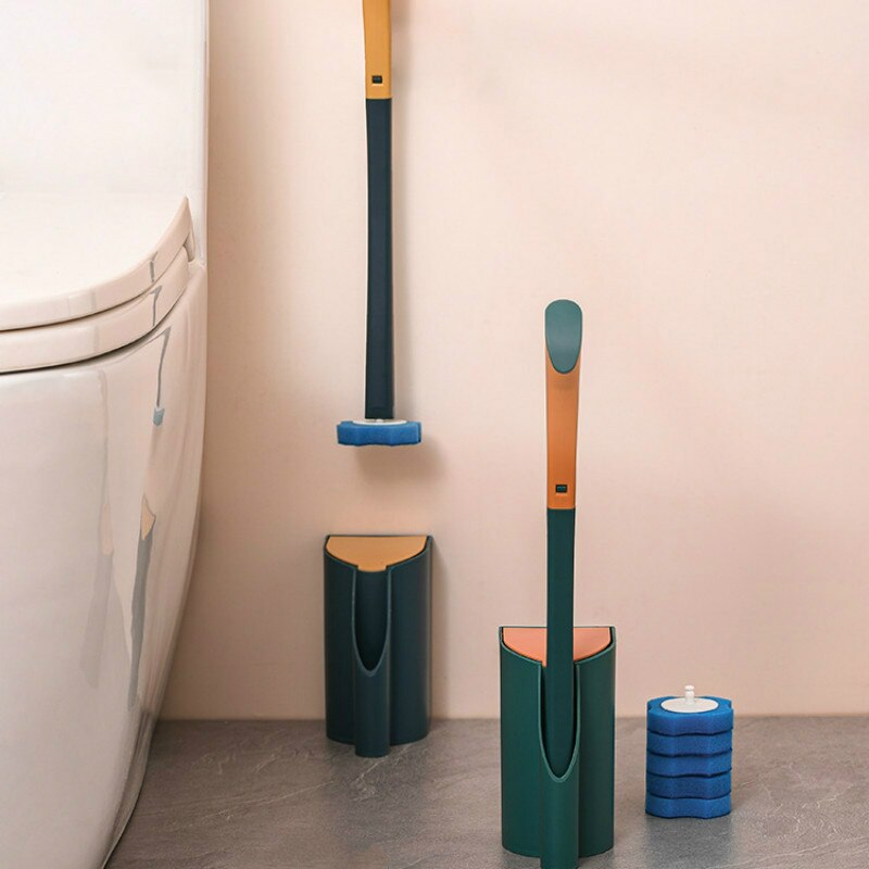 Escobilla limpieza inodoro desechable para baño, mango largo sin ángulo muerto, cepillo de limpieza del hogar, artefacto de limpieza desechable