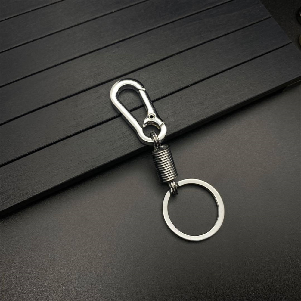 Männer Doppel Ring Schlüsselbund Metall Taille Schnalle Auto Schlüssel Halfter Anhänger draussen Karabiner Klettern Werkzeug Angeln Schlüsselring Geschäft: Silber