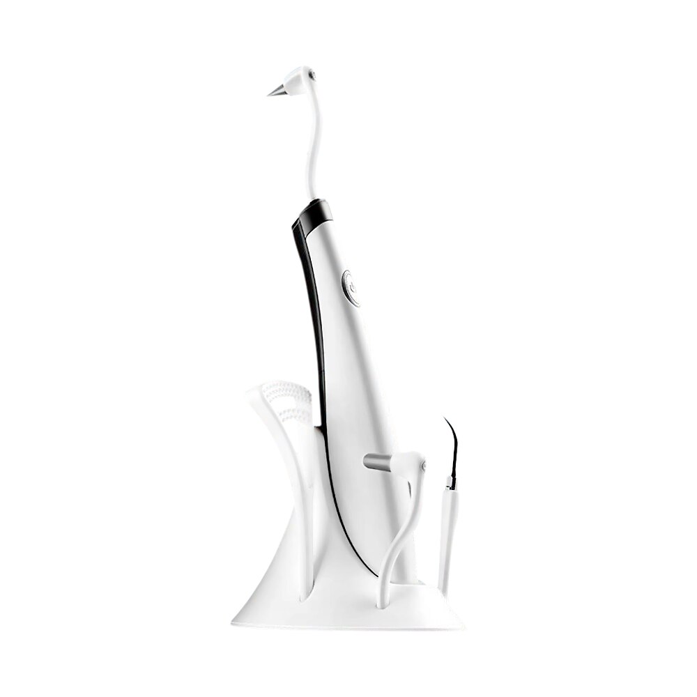 juego de pulidor blanqueador de dientes eléctrico 5 en 1, con luz LED, eliminador de cálculo, vibración de alta frecuencia, limpieza de sarro, dentista: Blanco