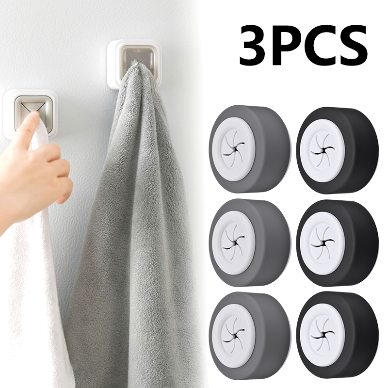 3 stk push-in holdere selvklæbende push in viskestykker kludholder multifunktionel væg badeværelse køkkenbøjler