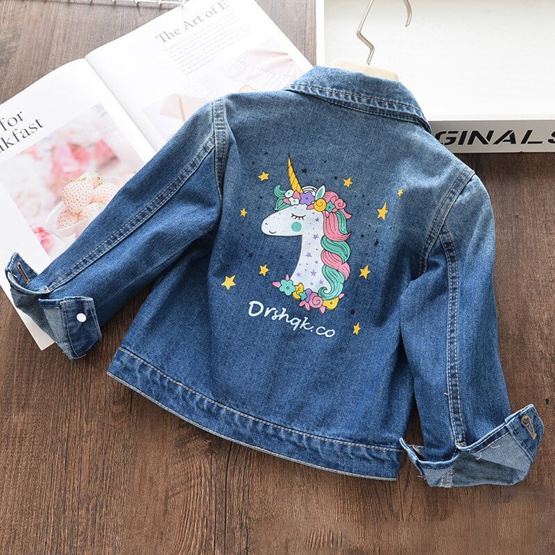 Chaquetas vaqueras para bebés y niñas, abrigo de unicornio, prendas de vestir exteriores, ropa de primavera, otoño: 4T