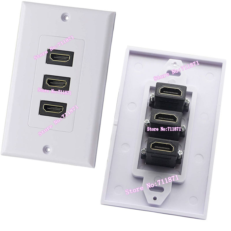 3 HDMI Wall Plate Three HDMI Wall socket 3 three HDMI panel board Wall Outlet Mount three 3 Female HDMI Port wall Plug Adapter