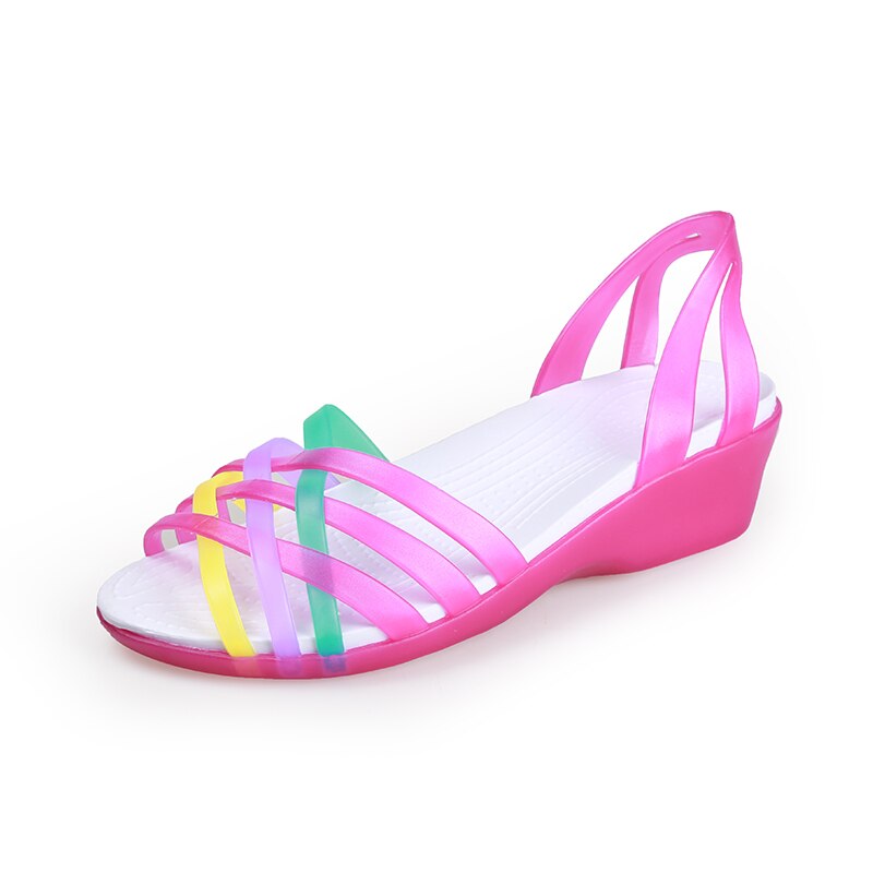 Wedges Sandals Women Crocks Summer Beach Slipper Crok Rubber Clogs Jelly Crocse Hole Shoes Woman Sandal Slippers Sandalias: red / 39