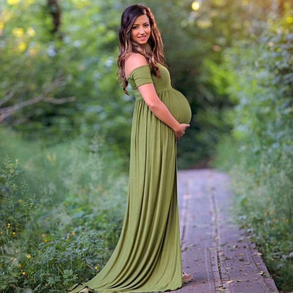 Barsel fotografering kjole sødt hjerte barsel blonder kjoler til fotografering skyde åbne kvinder graviditet kjole til foto rekvisitter: Grøn
