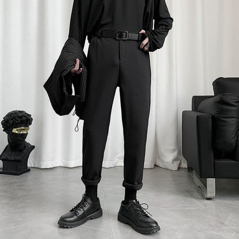Pantalones informales ajustados para hombre, ropa de calle de vestir, de negocios, salvaje, M-3XL, color negro, Verano